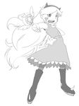 1girl dress loli long_hair looking_at_viewer monochrome open_mouth star_butterfly star_vs_the_forces_of_evil terukikuma tongue 