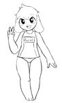  ambiguous_gender anthro asriel_dreemurr boss_monster caprine clothed clothing goat mammal monochrome one-piece_swimsuit school_swimsuit sketch solo swimsuit undertale unknown_artist video_games 