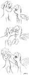  2016 applejack_(mlp) blush comic crossgender equine female freckles friendship_is_magic hi_res horse kissing male male/female mammal monochrome my_little_pony nolycs pegasus pony rainbow_dash_(mlp) sketch wings 