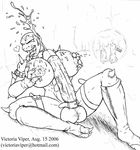  &lt;3 2006 autotitfuck balls cock_ring cum dickgirl doom imp improvised_sex_toy intersex masturbation monochrome orgasm orgasm_face penis vein veiny_penis victoria_viper video_games 