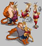  2016 antelope anthro biceps blonde_hair blush claws clothed clothing conditional_dnp disney duo erection feline female female_on_top fur gazelle gazelle_(zootopia) hair hand_on_butt hi_res hindpaw hooves horn kneeling male mammal multiple_positions muscular on_lap on_top orange_fur pants partially paws rear_view romantic_couple sefeiren shirt shorts sitting size_difference sketch skirt smile striped_fur stripes stripper_tiger_(zootopia) tenting tiger topless yellow_fur zootopia 