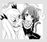  ? akakokko animal_ears arrow blush cat_ears cat_tail cyan_(show_by_rock!!) glasses gothic_lolita greyscale hair_ornament hairclip head_tilt lolita_fashion looking_away lowres monochrome multiple_girls retoree show_by_rock!! spoken_question_mark tail trembling twintails 