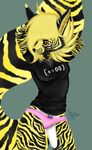  anthro canine clothing female fox logo mammal modest o0aquadragon0o rayure solo standing stripes underwear 