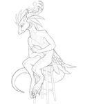  anthro dragon feathers male nude o0aquadragon0o reptile rhaduga scales scalie sitting solo 