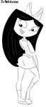  ass bow greyscale hair_bow highres isabella_garcia-shapiro long_hair looking_back monochrome phineas_and_ferb smile 