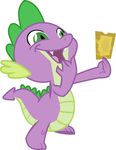  dragon excited friendship_is_magic green_eyes happy male my_little_pony scalie spike_(mlp) ticket 