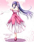  alternate_costume bare_shoulders blue_hair bow cherry_blossoms copyright_name dated downscaled dress eiyuu_densetsu elbow_gloves gloves hair_bow laura_s._arzeid long_hair looking_at_viewer looking_back md5_mismatch morisaki_kurumi outstretched_arm petals pink_dress ponytail resized sen_no_kiseki sen_no_kiseki_2 solo twitter_username yellow_eyes 