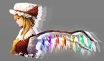  afterimage ascot blonde_hair bow expressionless flandre_scarlet grey_background hat hat_bow lips minami_koyogi mob_cap profile red_eyes red_vest shirt short_hair side_ponytail simple_background solo touhou upper_body vest white_shirt wings 