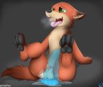  &lt;3 2019 animal_genitalia anthro balls big_dildo butt canid canine cloufy digital_drawing_(artwork) digital_media_(artwork) dildo dildo_sitting disney fox fur internal male mammal nick_wilde nude open_mouth pawpads paws penetration penis sex_toy sheath simple_background smile solo tongue tongue_out zootopia 