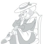  2015 black_sclera clothed clothing digital_media_(artwork) dress female footwear hat lonbluewolf looking_at_viewer mammal mouse open_mouth rodent shoes simple_background sitting solo tongue whiskers white_background white_eyes 