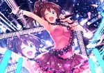  ;d blue_eyes brown_hair idolmaster idolmaster_million_live! ima_(lm_ew) md5_mismatch microphone one_eye_closed open_mouth ponytail satake_minako smile solo zoom_layer 