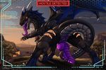  2016 anus armor battle danza dragon english_text feral fin horn knot long_tongue mechanical_dragon penis precum sharp_teeth teeth text tongue weapon wings 