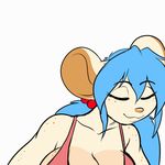  animated big_breasts blue_hair bouncing_breasts breast_jiggle breasts cleavage clothed clothing hair happy huge_breasts jasmine_(skidd) mammal mouse rodent shirt skidd smile tank_top 