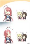  &gt;_&lt; /\/\/\ 2koma 3girls :d ^_^ ahoge artist_name black_ribbon black_serafuku black_skirt blonde_hair blush_stickers braid brown_hair closed_eyes comic expressive_hair fang hair_flaps hair_ornament hair_over_shoulder hair_ribbon hairclip kantai_collection kawakaze_(kantai_collection) long_hair md5_mismatch multiple_girls open_mouth pleated_skirt red_ribbon remodel_(kantai_collection) rexlent ribbon scarf school_uniform serafuku shigure_(kantai_collection) short_sleeves single_braid skirt smile tress_ribbon white_scarf xd yuudachi_(kantai_collection) 