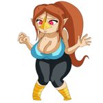  animal_humanoid avian avian_humanoid big_breasts breasts brown_hair cleavage clothed clothing female hair huge_breasts humanoid lips medli nintendo ponytail red_eyes rito solo the_legend_of_zelda thick_thighs unknown_artist video_games wide_hips wind_waker 