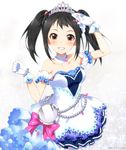  black_hair brown_eyes dress gloves idolmaster idolmaster_cinderella_girls idolmaster_cinderella_girls_starlight_stage long_hair mizuki_makoto nakano_yuka smile solo starry_sky_bright tiara twintails 