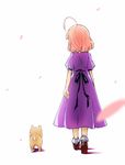  ahoge back dress from_behind gakkou_gurashi! hair_ornament long_hair pink_hair sakura_megumi school_uniform taroumaru_(gakkou_gurashi) walking walking_away yamato_(muchuu_paradigm) 