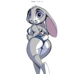  2016 anthro big_butt butt clothed clothing disney female judy_hopps lagomorph mammal rabbit skimpy solo swimsuit xylas zootopia 