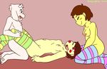  2016 angstrom asriel_dreemurr boss_monster breasts caprine chara_(undertale) clothing female goat horn human legwear long_ears male male/female mammal nipples penetration protagonist_(undertale) simple_background socks stripes thigh_highs undertale vaginal vaginal_penetration video_games 