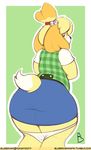  2016 animal_crossing anthro canine clothing dog female hair hi_res isabelle_(animal_crossing) mammal nekocrispy nintendo panties panties_down shih_tzu simple_background slightly_chubby solo underwear video_games 