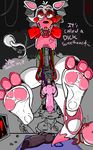  ! &lt;3 2016 3_toes 5_fingers amber_eyes animal_genitalia animal_penis animatronic balls barefoot beckoning bedroom_eyes black_nose black_penis blood blood_splatter bow bow_tie canine_penis cheek_tuft clothing cute_fang digital_drawing_(artwork) digital_media_(artwork) english_text exposed_endoskeleton eyebrows eyelashes fangs five_nights_at_freddy&#039;s five_nights_at_freddy&#039;s_2 front_view gakuseigitsune half-closed_eyes hanging_(disambiguation) hi_res holding_object hook humanoid_hands inside invalid_tag knot lips lipstick long_tail looking_at_viewer looking_away machine makeup male mangle_(fnaf) multicolored_body multicolored_tail open_mouth panties panties_around_one_leg pawpads penis pink_body pink_pawpads pink_penis pink_tail presenting presenting_penis robot seductive shadow signature smile snout solo_focus spread_legs spreading table text toes tongue tools tuft underwear uniform video_games watermark white_body white_sclera white_tail wires wrench 
