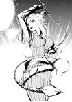  breasts final_fantasy final_fantasy_viii gloves greyscale hibipon long_hair medium_breasts monochrome open_mouth quistis_trepe smile solo whip 