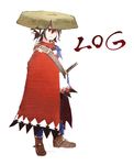  alternate_costume black_hair cloak coat hat katana kijin_seija kinketsu multicolored_hair pointy_ears red_eyes sandogasa solo streaked_hair sword touhou weapon 