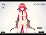  bat_wings between_breasts black_neckwear blush breasts censored hands_on_hips head_wings koakuma large_breasts long_hair looking_at_viewer multiple_wings necktie necktie_between_breasts nipples nude pandamonium red_eyes red_hair simple_background sketch solo touhou very_long_hair viewfinder wings 