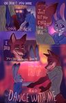  canine dancing dialogue disney female fox green_eyes hi_res judy_hopps lagomorph male male/female mammal nick_wilde purple_eyes rabbit samaella text zootopia 