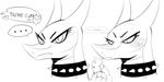  &lt;3 ... black_and_white blush collar cute dialogue dragon embarrassed english_text eyelashes female frown monochrome speech_bubble spiked_collar sunibee sweat text 