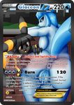  anthro anus black_fur black_hair blue_fur blue_hair blush breasts butt card clitoris duo eeveelution embarrassed english_text fangs female fur glaceon grass hair nintendo openmouth outside pok&eacute;mon pussy quin-nsfw side_boob teeth text umbreon video_games 
