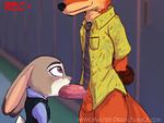  2016 animated anthro balls bottomless canine clothed clothing disney dragk duo erection fellatio female fox hands_behind_back inside interspecies judy_hopps lagomorph looking_up low_res male male/female mammal necktie nick_wilde oral penis predator/prey purple_eyes rabbit recording red_fox sex shirt smile zootopia 