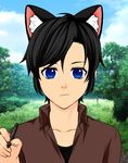  animal_ears black_hair blue_eyes cat_ears crowfeather male_focus personification silverfeather222 warrior_cats 