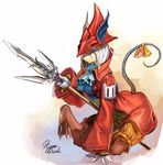  1girl final_fantasy final_fantasy_ix freija_crescent garakuta_omocha hat silver_hair solo spear 