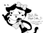  anthro black_and_white blush bow bow_tie cat cindy_(fnac) dialogue english_text fangs feline female five_nights_at_candy&#039;s ghost_(artist) mammal monochrome open_mouth retro solo suggestive text toony 