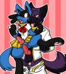  black_fur blue_fur fur knot lucario male male/male nintendo open_mouth pok&eacute;mon red_eyes video_games xiamtheferret 