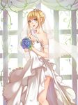  cleavage dress fate/stay_night no_bra rokiru_(yukiyoooooo) saber wedding_dress 
