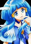  aoki_reika bad_id bad_pixiv_id black_background blue_bow blue_eyes blue_hair bow brooch choker cure_beauty hair_tubes head_wings jewelry long_hair looking_at_viewer magical_girl ninomae precure sidelocks smile smile_precure! solo sparkle tiara upper_body wrist_cuffs 