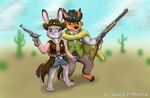  canine desert disney fox gun judy_hopps lagomorph mammal nick_wilde rabbit ranged_weapon sword-of-akasha weapon western zootopia 