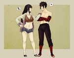  1boy 1girl black_hair breasts cleavage female full_body hyuuga_hinata long_hair male menma_(naruto) naruto naruto:_road_to_ninja navel short_hair standing uzumaki_naruto 