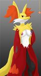  anthro battle_tiger breasts canine delphox female fire fox mammal nintendo nude pok&eacute;mon pussy red_eyes smile solo video_games 