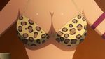  animated animated_gif bouncing_breasts breasts cleavage large_breasts leopard_print midriff mito_ikumi shokugeki_no_souma tan_skin 