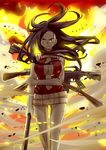  blood boku_no_hero_academia breasts cleavage gun large_breasts long_hair skirt sleeveless solo weapon yaoyorozu_momo 