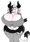  alejandra_coldthorn anthro big_breasts black_hair black_spots blue_eyes bovine breasts cattle chalo cleavage clothed clothing eyewear female fur glasses hair horn huge_breasts las_lindas mammal multicolored_hair spots thick_thighs two_tone_hair white_fur white_hair wide_hips 