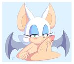  2016 anthro areola bat bedroom_eyes bluebreed blush breasts duo erection eyelashes fellatio female fur green_eyes half-closed_eyes looking_at_viewer male male/female mammal nipples nude oral penis rouge_the_bat seductive sex sonic_(series) video_games wings 