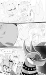 anthro blood book breasts canine collar comic dialogue dog dragon english_text eyes_closed female greyscale mammal monochrome speech_bubble spiked_collar sunibee text violence wings 
