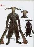  abs biceps black_skin capra_demon clothed clothing dark_souls demon horn multi_eye muscular official_art skull solo spikes standing topless video_games weapon 