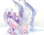  ass breasts cropped gray_eyes nude original polychromatic rezi ribbons tattoo waifu2x white white_hair wings 