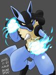  ehime_mikan furry glowing lucario pokemon yellow_eyes 