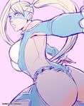  ass blonde_hair blue_eyes blue_leotard breasts large_breasts leotard long_hair mask rainbow_mika rejean_dubois solo street_fighter street_fighter_v twintails wrestling_outfit 